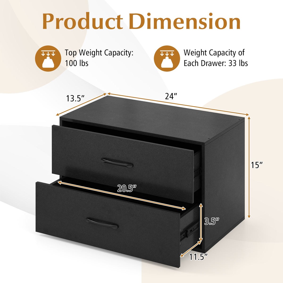 2-Drawer Stackable Horizontal Storage Cabinet, Black Cabinets & Chests at Gallery Canada