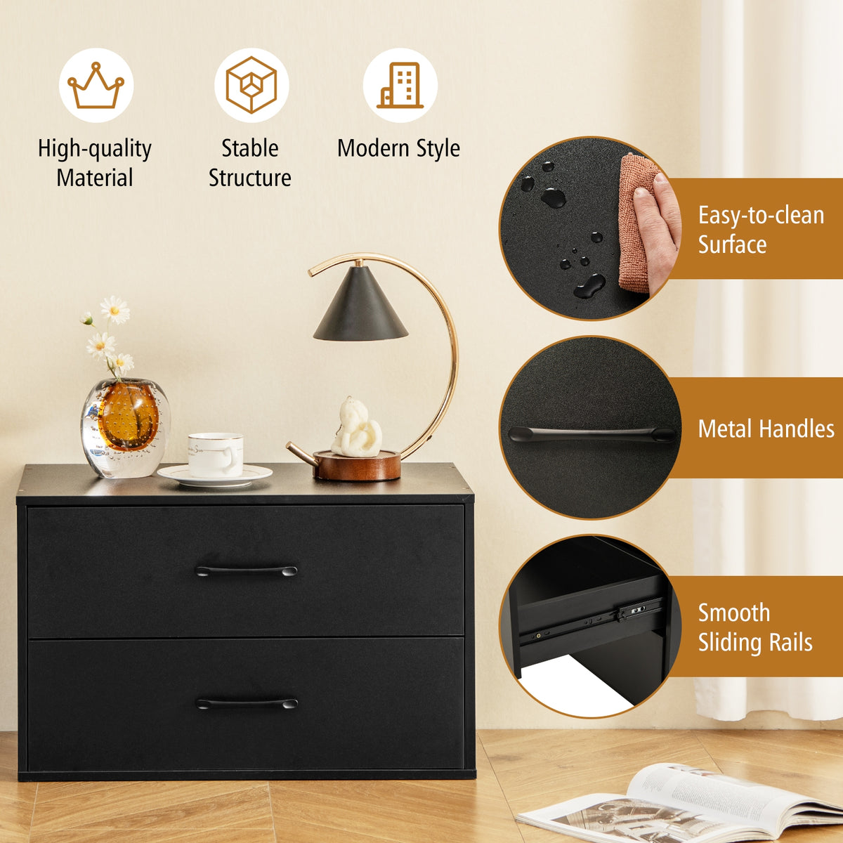 2-Drawer Stackable Horizontal Storage Cabinet, Black Cabinets & Chests at Gallery Canada