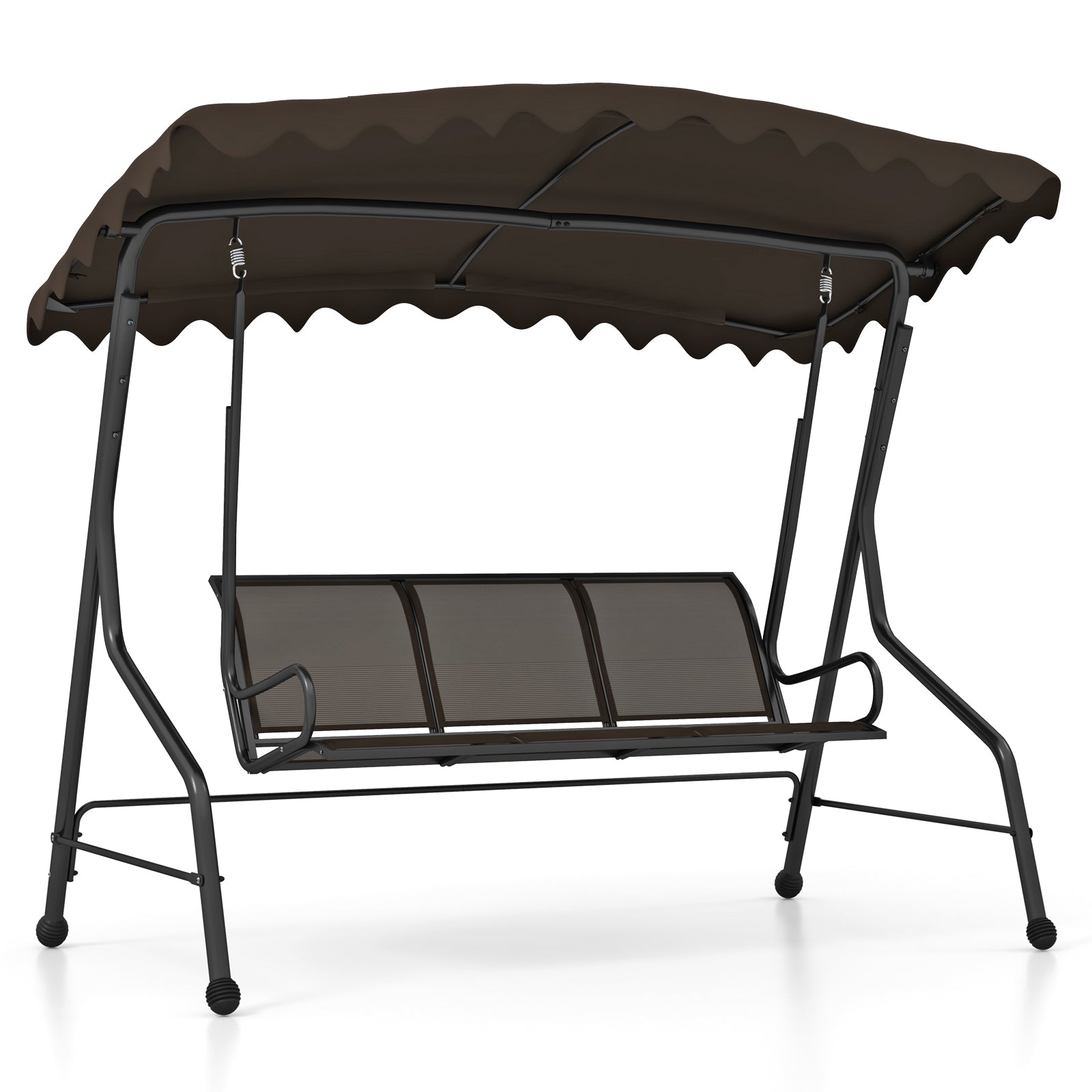3-Seat Outdoor Swing With Adjustable Shading, Brown Porch Swings at Gallery Canada