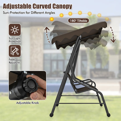 3-Seat Outdoor Swing With Adjustable Shading, Brown Porch Swings at Gallery Canada