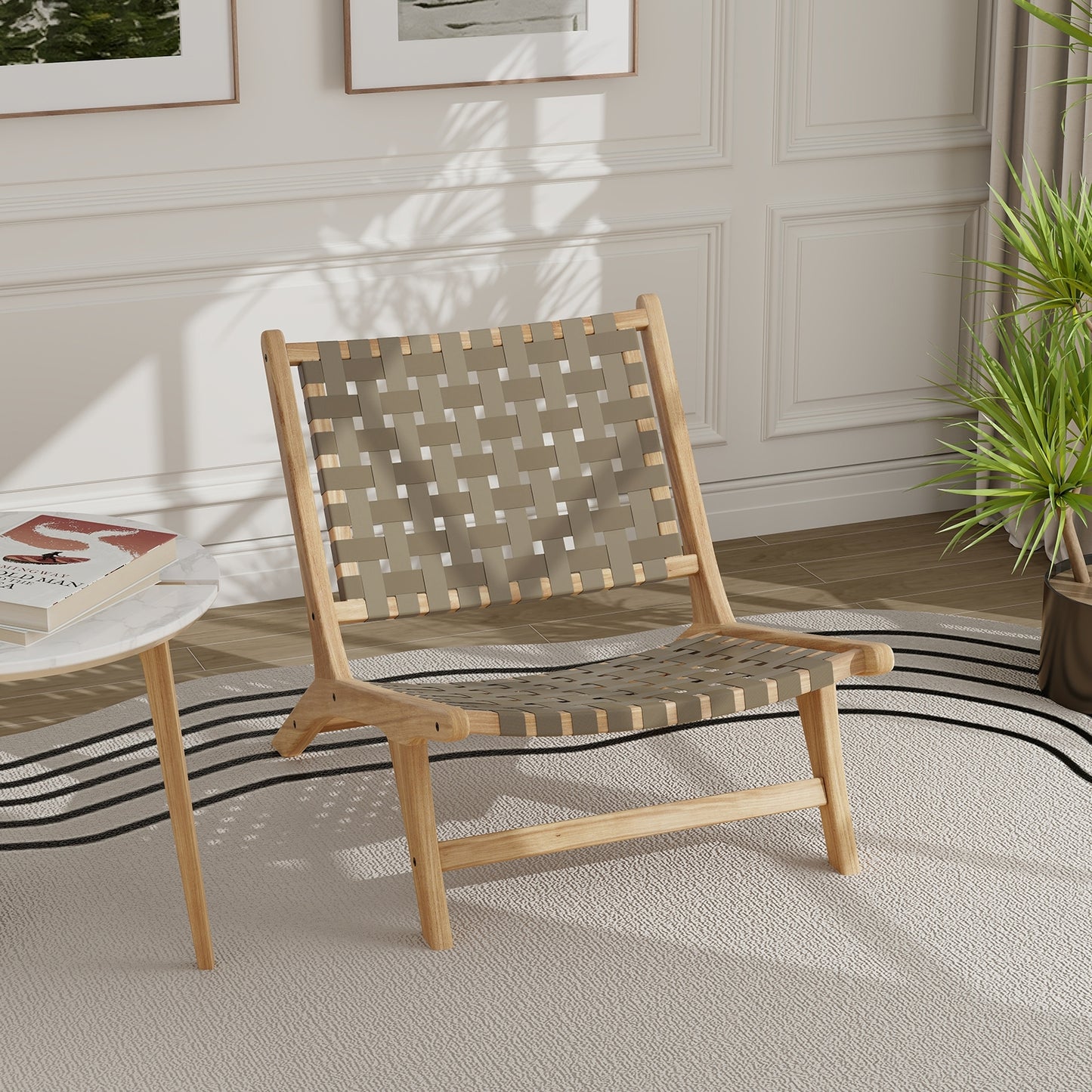 Modern Armless Teak Wood Lounge Chair, Brown Patio Dining Chairs at Gallery Canada