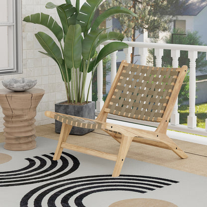 Modern Armless Teak Wood Lounge Chair, Brown Patio Dining Chairs at Gallery Canada