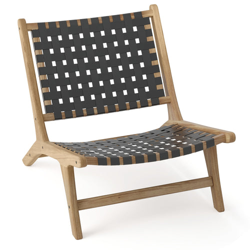 Modern Armless Teak Wood Lounge Chair, Black