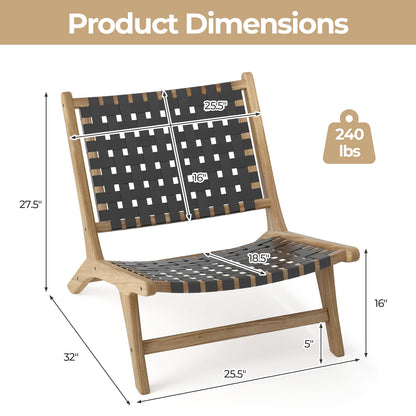 Modern Armless Teak Wood Lounge Chair, Black Patio Dining Chairs at Gallery Canada