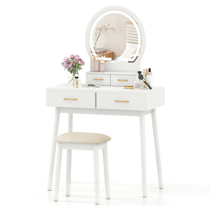 Small Vanity Makeup Table With Stool, LED Mirror, White Makeup Vanities at Gallery Canada