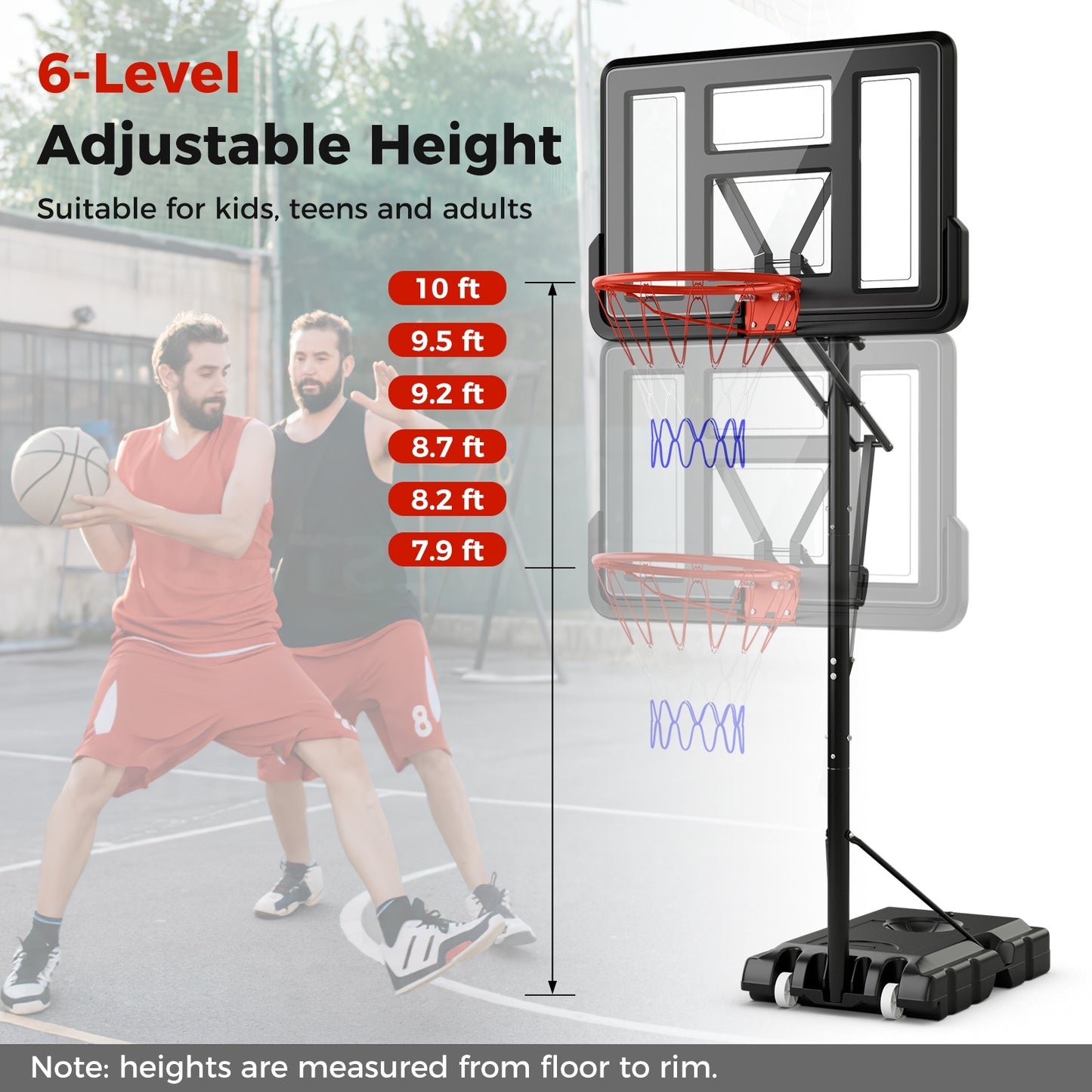 Portable Basketball Hoop System, 7.9-10 Feet, Black Sport Equipments at Gallery Canada
