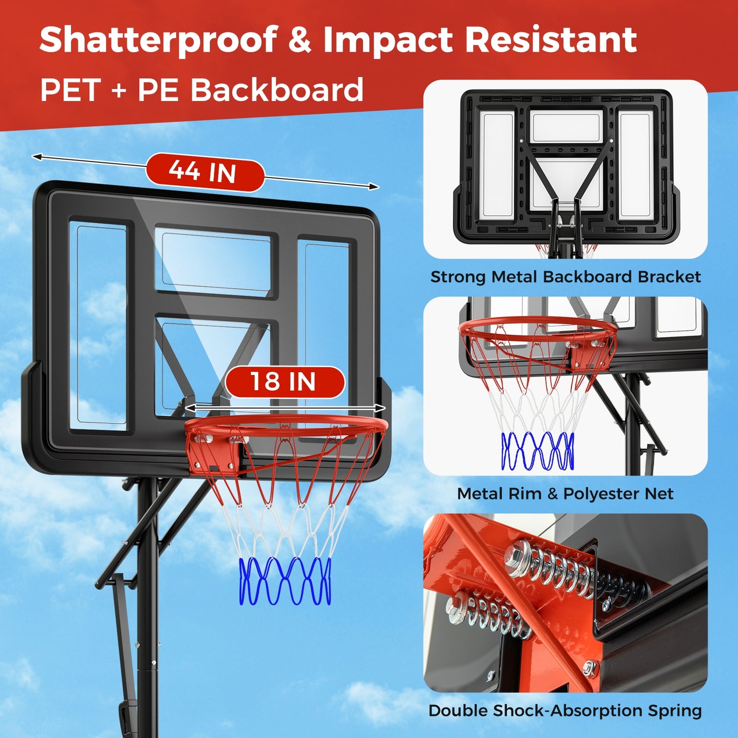 Portable Basketball Hoop System, 7.9-10 Feet, Black Sport Equipments at Gallery Canada