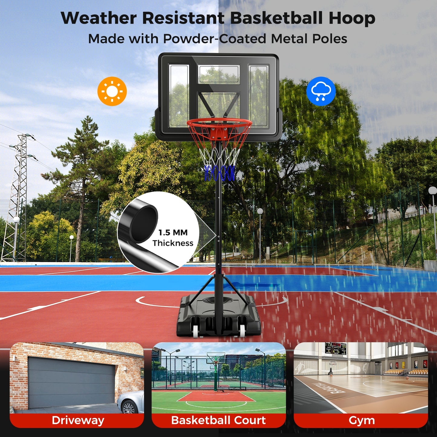 Portable Basketball Hoop System, 7.9-10 Feet, Black Sport Equipments at Gallery Canada