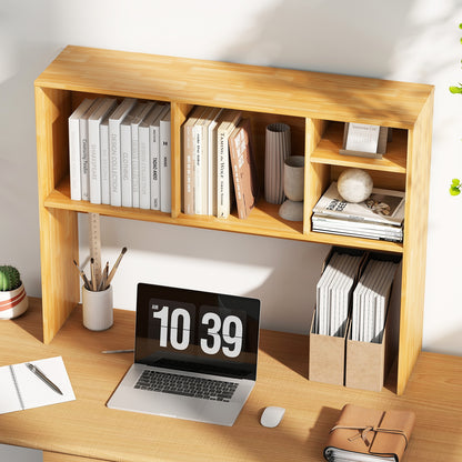 Computer Desktop Bookcase, 4 Cubbies, Open Back Compartment, Beige Bookcases at Gallery Canada