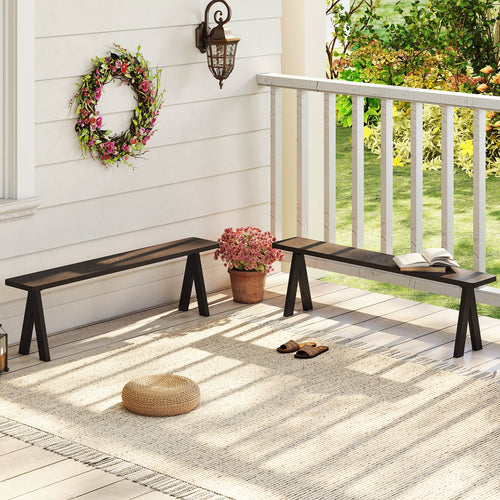 3-Person Outdoor Bench Set, 800 LBS Capacity, Dark Brown