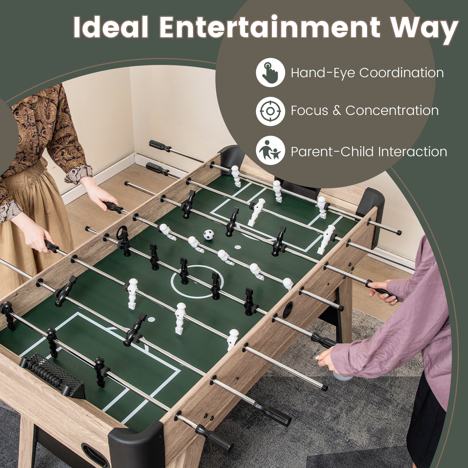 54 Inch Foosball Table, 2 Balls, 26 Players, Natural Game Room at Gallery Canada