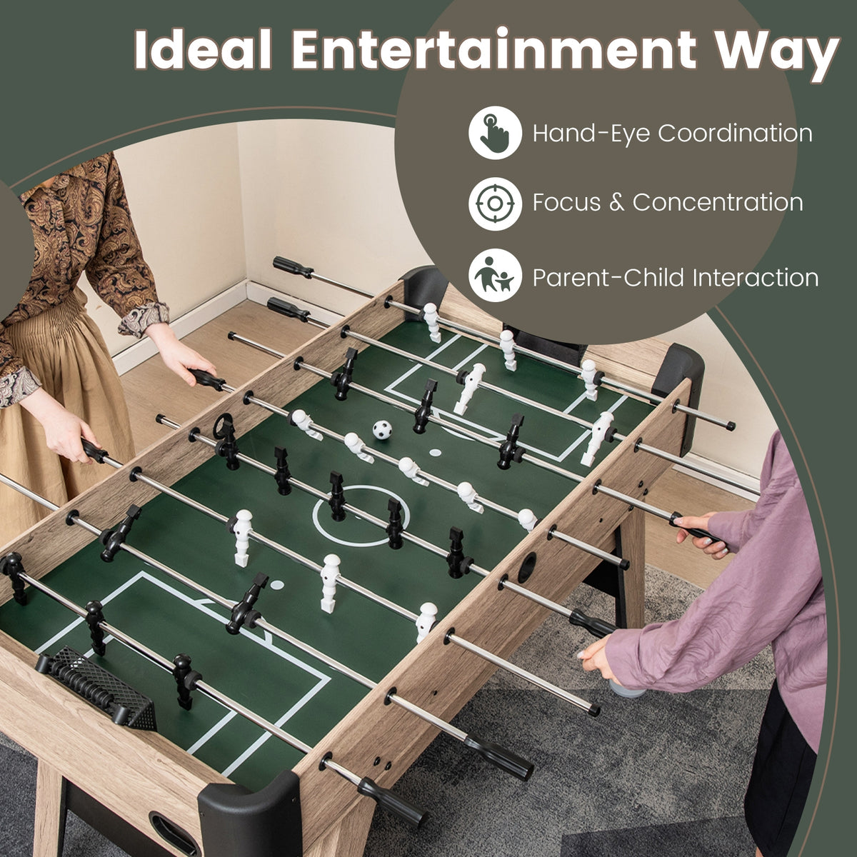 54 Inch Foosball Table, 2 Balls, 26 Players, Natural Game Room at Gallery Canada