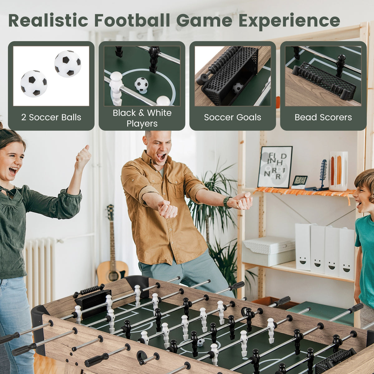 54 Inch Foosball Table, 2 Balls, 26 Players, Natural Game Room at Gallery Canada