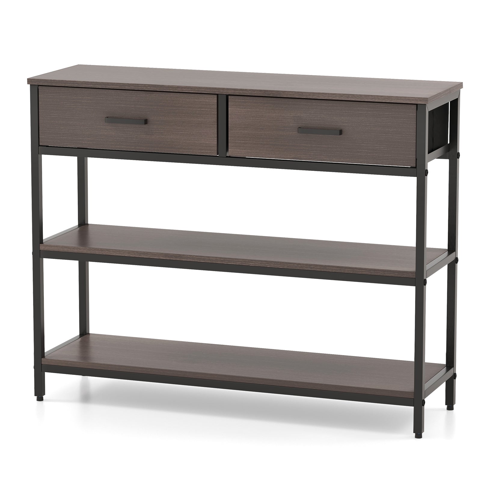 Console Table With Folding Fabric Drawers, Gray Console Tables at Gallery Canada