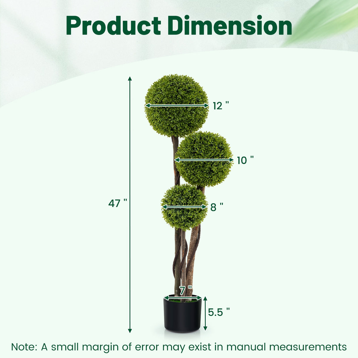4 FT Artificial Boxwood Topiary Tree, Triple Ball, Weighted Pot, Green Faux Plants at Gallery Canada