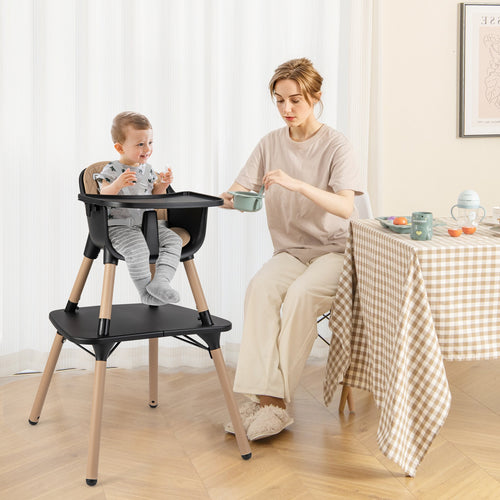 4-In-1 Baby Convertible Toddler Table Chair Set, Brown