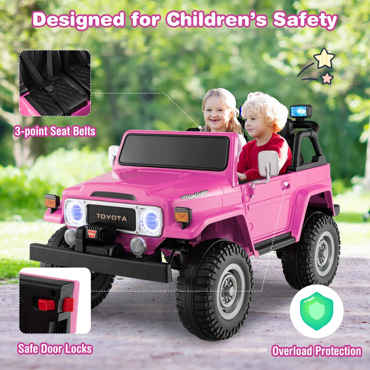 12V 2-Seat Kids Ride On Car, With 2.4G Remote Control, Pink Powered Ride On Toys at Gallery Canada