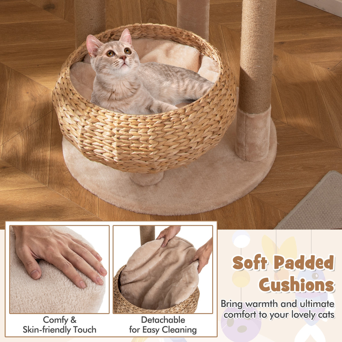 59 Inches Cat Tree With Perch And Soft Hammock, Beige Cat Trees Condos & Scratchers at Gallery Canada
