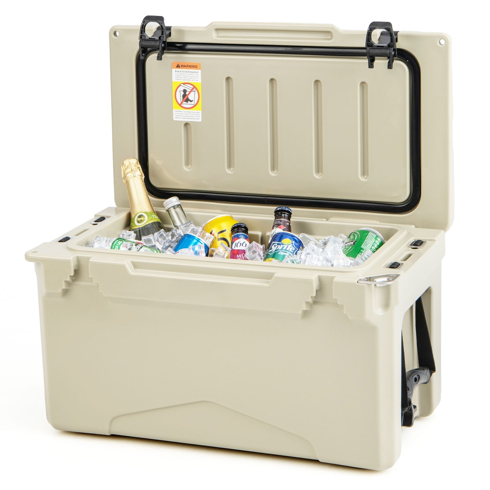 Rotomolded Cooler With Cup Holders, Bottle Opener, Tan Coolers at Gallery Canada