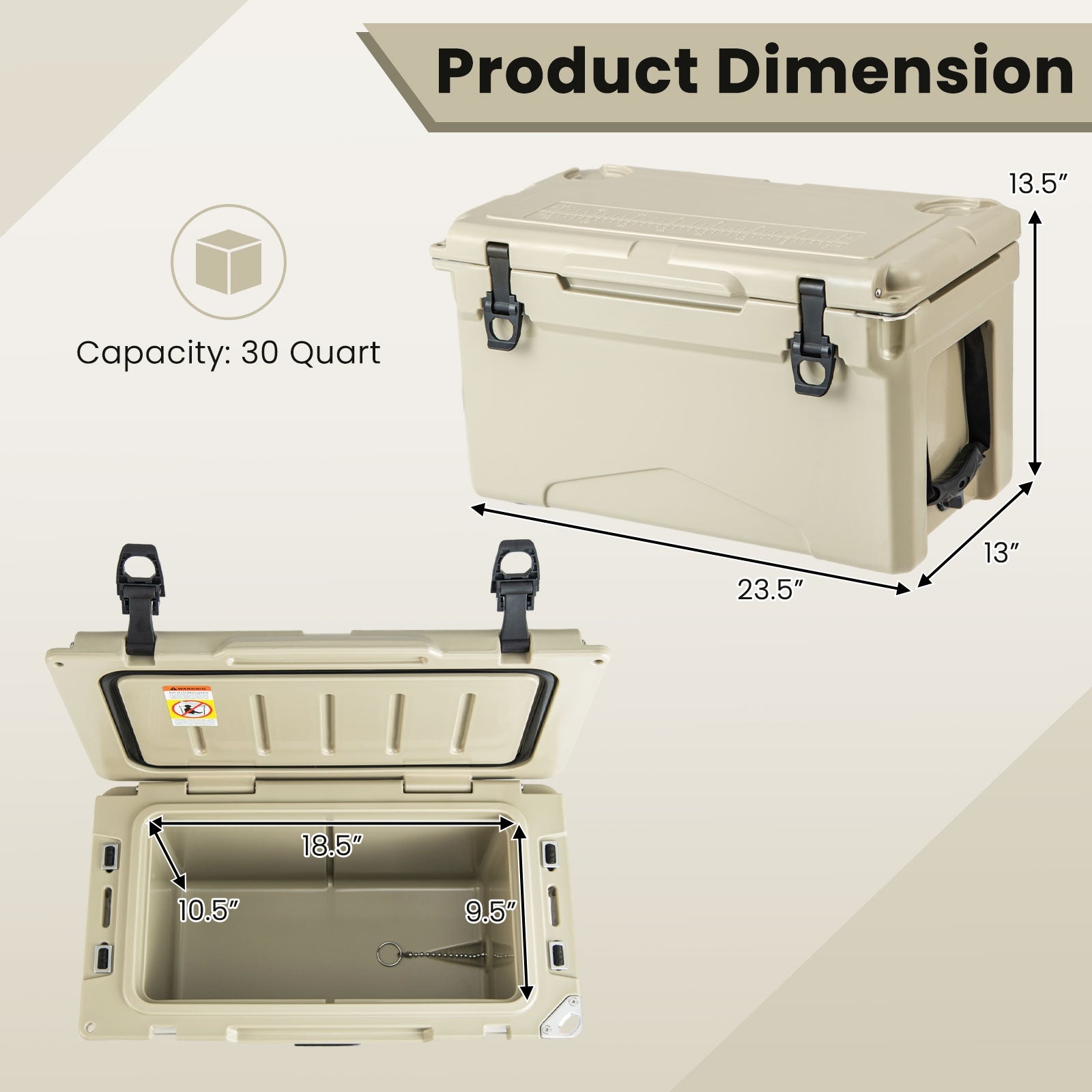 Rotomolded Cooler With Cup Holders, Bottle Opener, Tan Coolers at Gallery Canada