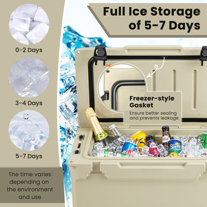 Rotomolded Cooler With Cup Holders, Bottle Opener, Tan Coolers at Gallery Canada