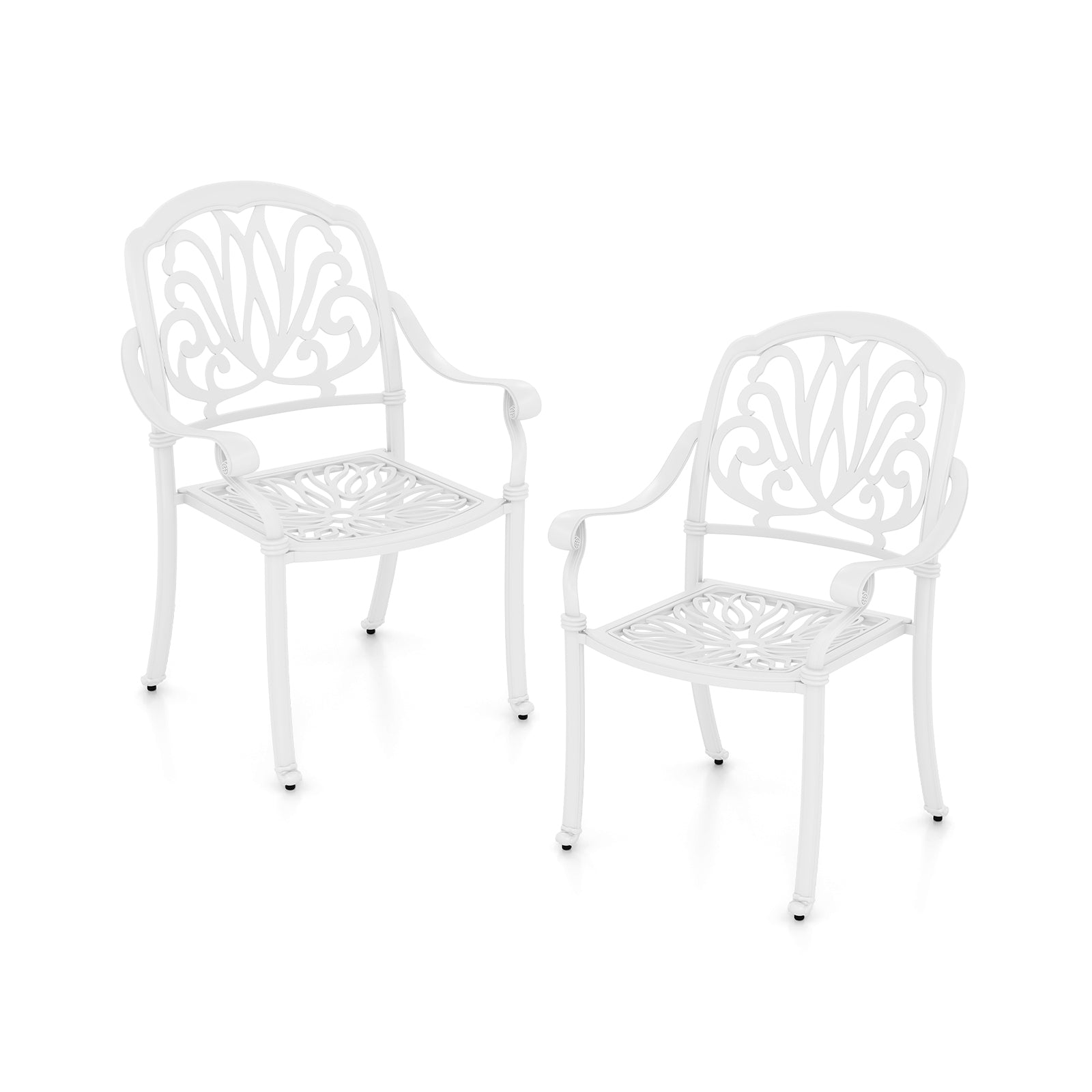Patio Cast Aluminum Dining Chairs, 2 Pieces, With Armrests, White Patio Dining Chairs White at Gallery Canada