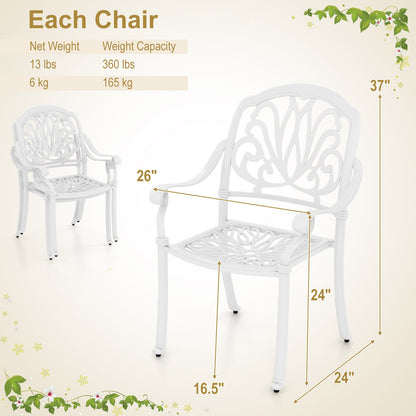 Patio Cast Aluminum Dining Chairs, 2 Pieces, With Armrests, White Patio Dining Chairs at Gallery Canada