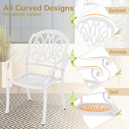 Patio Cast Aluminum Dining Chairs, 2 Pieces, With Armrests, White Patio Dining Chairs at Gallery Canada