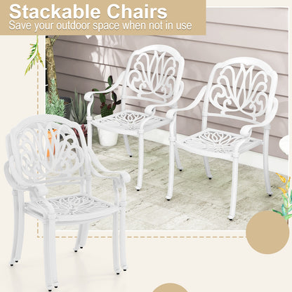 Patio Cast Aluminum Dining Chairs, 2 Pieces, With Armrests, White Patio Dining Chairs at Gallery Canada
