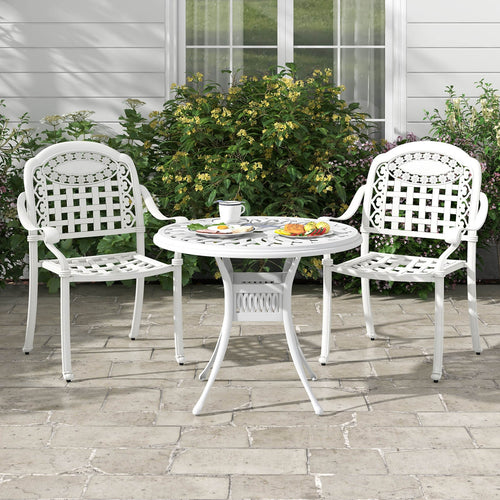 Cast Aluminum Patio Chairs, Set Of 2, White