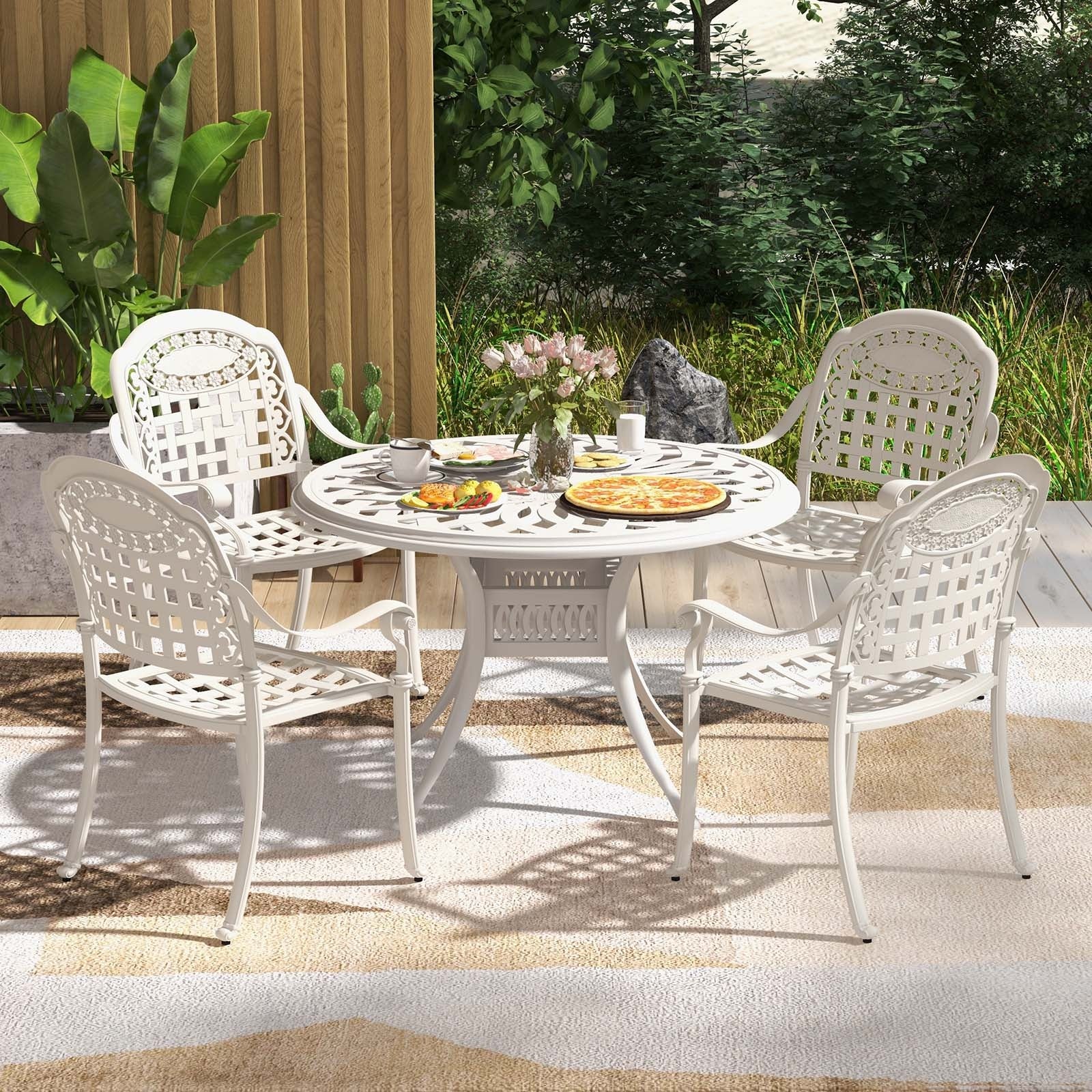 Cast Aluminum Patio Chairs, Set Of 2, White Patio Dining Chairs at Gallery Canada