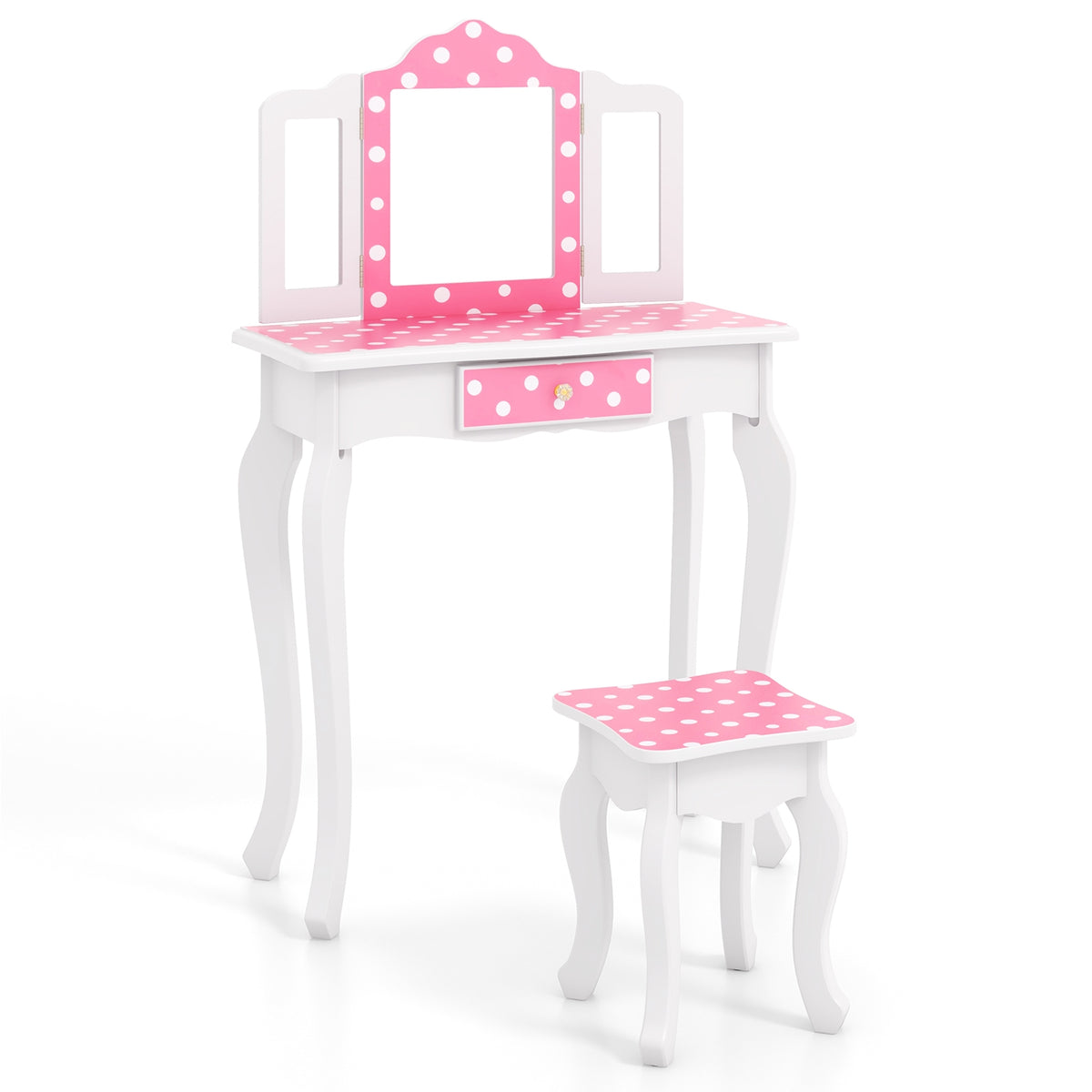 Princess Pretend Play Makeup Dressing Table, Polka Dot, Pink Kids Vanities at Gallery Canada