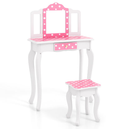 Princess Pretend Play Makeup Dressing Table, Polka Dot, Pink Kids Vanities at Gallery Canada