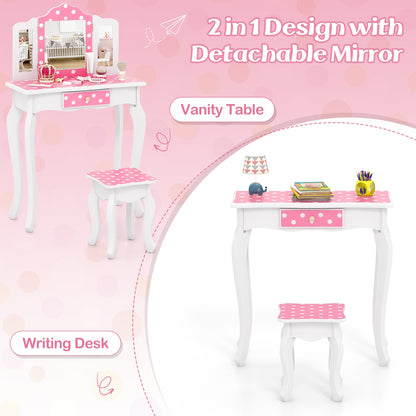 Princess Pretend Play Makeup Dressing Table, Polka Dot, Pink Kids Vanities at Gallery Canada