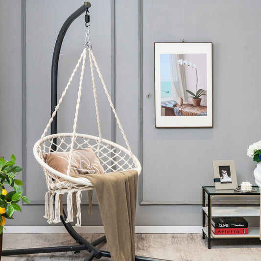 Cushioned Hammock Swing Chair, Beige Hammocks Beige at Gallery Canada