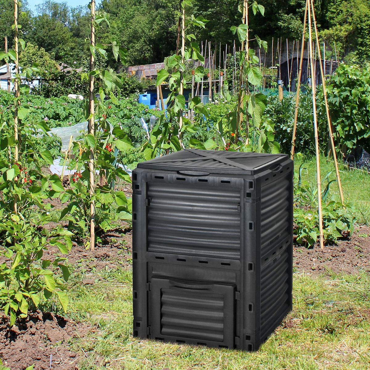 80-Gallon Outdoor Composter, Large Openable Lid, Bottom Exit Door, Black Garden Tools at Gallery Canada