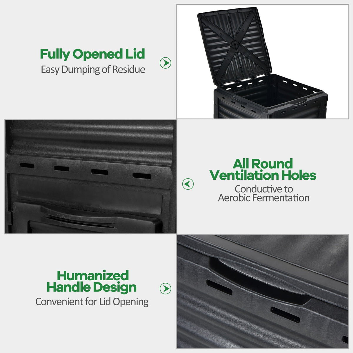 80-Gallon Outdoor Composter, Large Openable Lid, Bottom Exit Door, Black Garden Tools at Gallery Canada