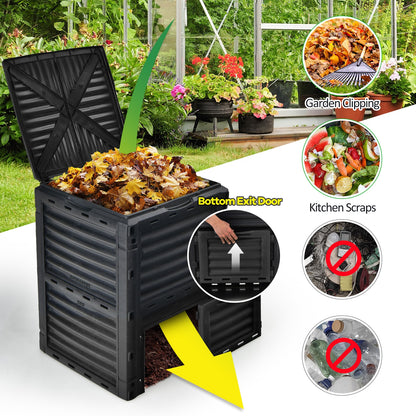 80-Gallon Outdoor Composter, Large Openable Lid, Bottom Exit Door, Black Garden Tools at Gallery Canada