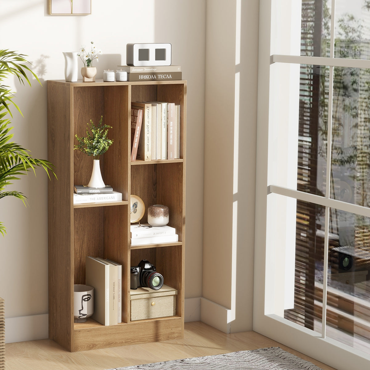 41 Inches 5-Cube Floor Bookcase, With Anti-Tipping Kits, Natural Bookcases at Gallery Canada