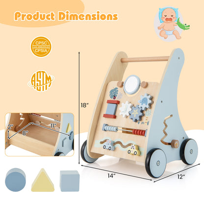 Wooden Baby Push Pull Walker, Multi-Activity Learning Center, Blue Baby Gyms & Playmats at Gallery Canada