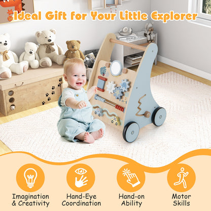 Wooden Baby Push Pull Walker, Multi-Activity Learning Center, Blue Baby Gyms & Playmats at Gallery Canada