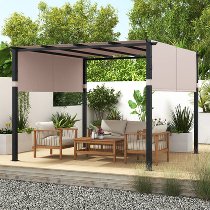 10 x 10 ft Pergola With Retractable Canopy, Beige Gazebos at Gallery Canada