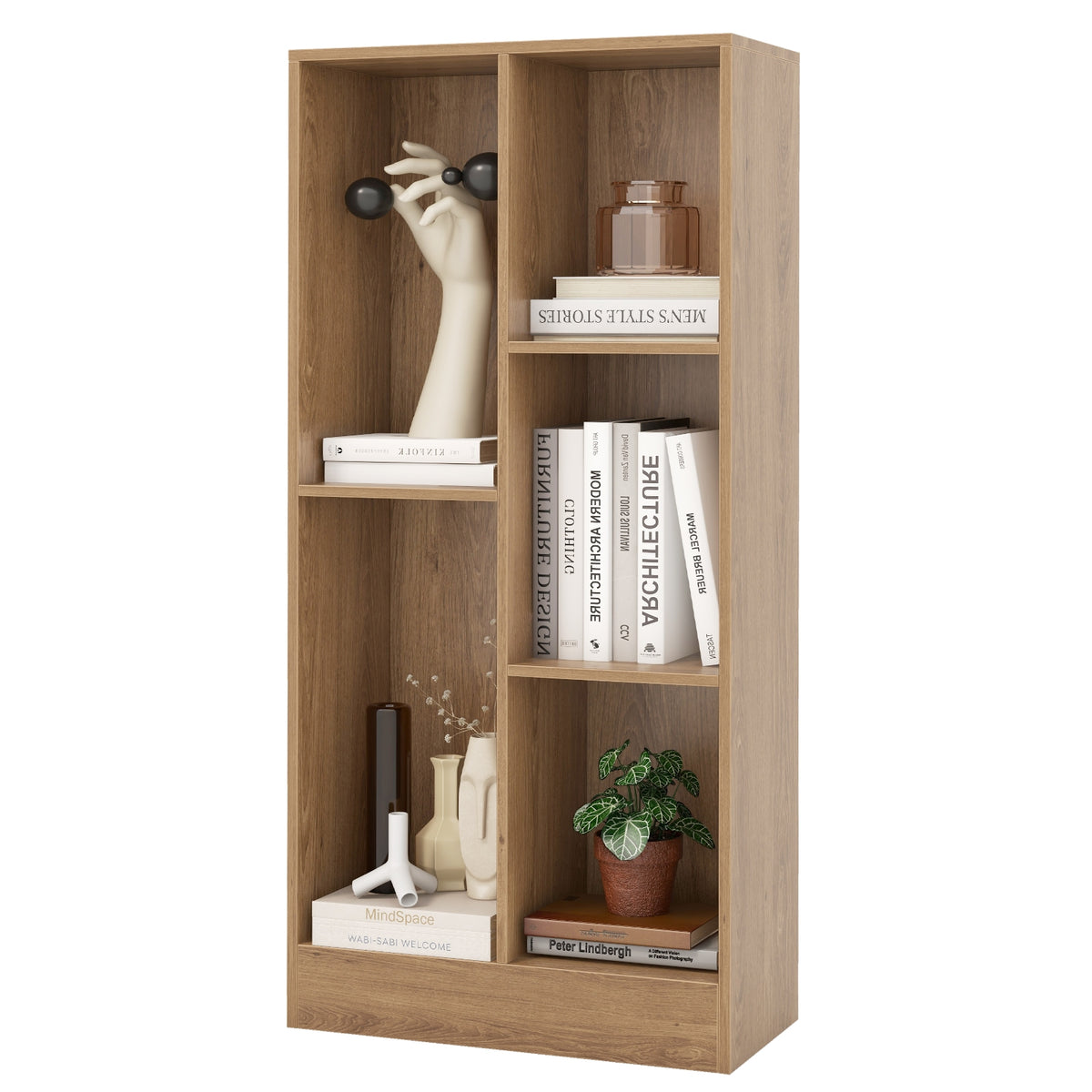41 Inches 5-Cube Floor Bookcase, With Anti-Tipping Kits, Natural Bookcases at Gallery Canada