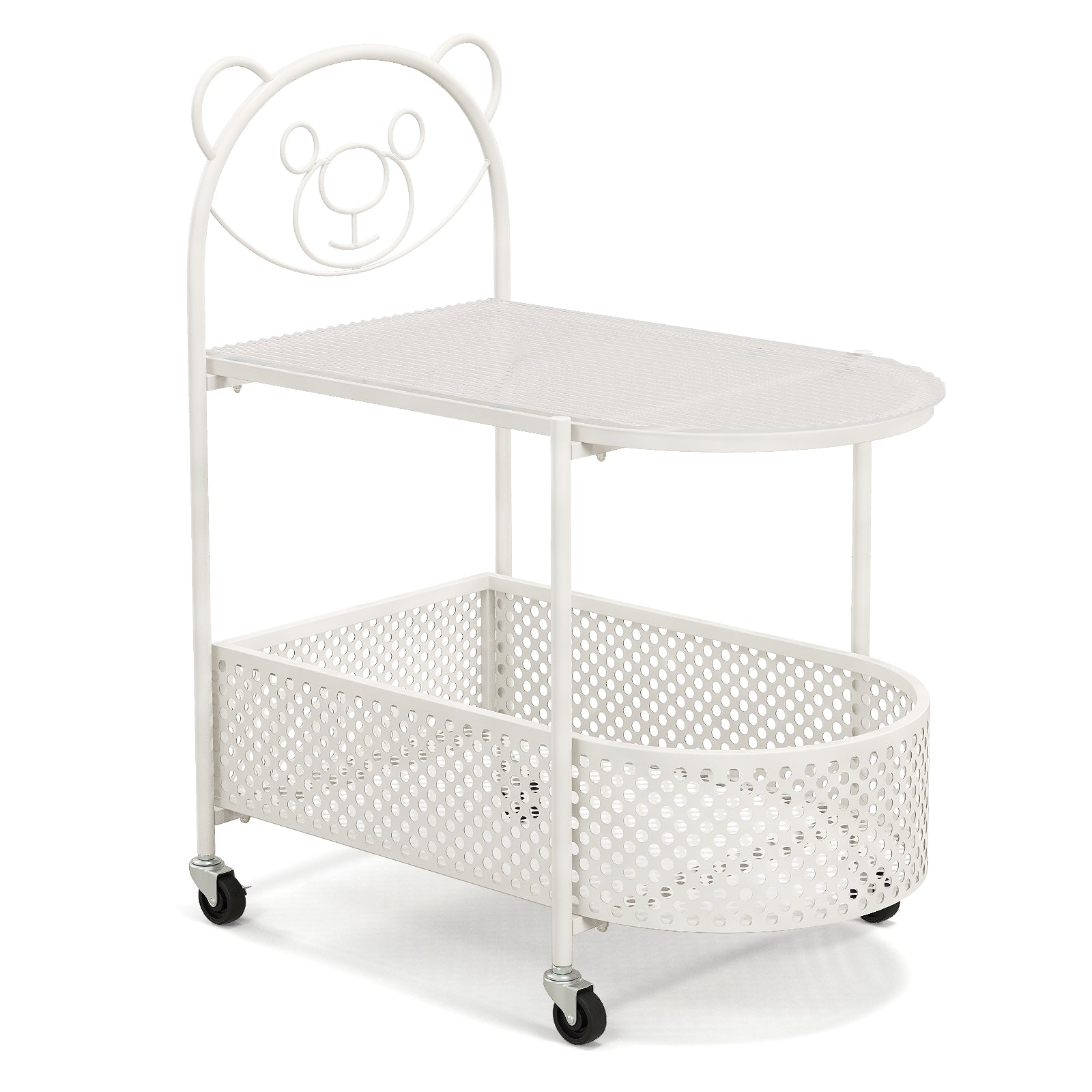 2-Tier Mobile Glass Coffee Table, Bear Pattern, White Coffee Tables at Gallery Canada
