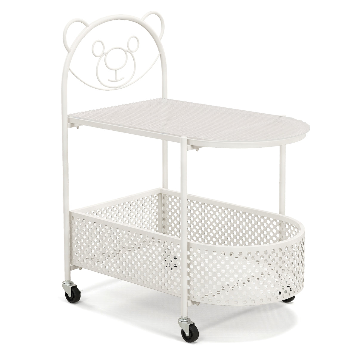 2-Tier Mobile Glass Coffee Table, Bear Pattern, White Coffee Tables at Gallery Canada