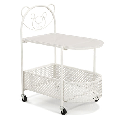 2-Tier Mobile Glass Coffee Table, Bear Pattern, White Coffee Tables at Gallery Canada