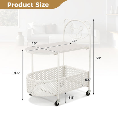 2-Tier Mobile Glass Coffee Table, Bear Pattern, White Coffee Tables at Gallery Canada