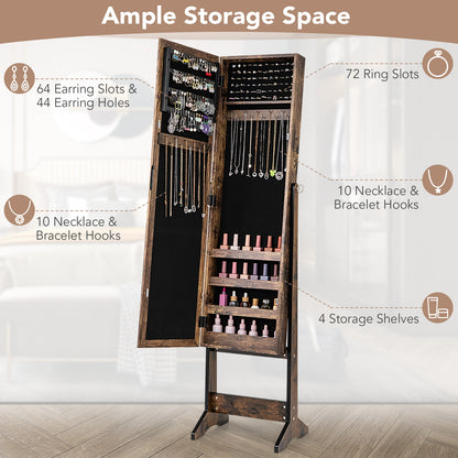 Mirrored Standing Jewelry Cabinet, Brown Jewelry Armoires at Gallery Canada