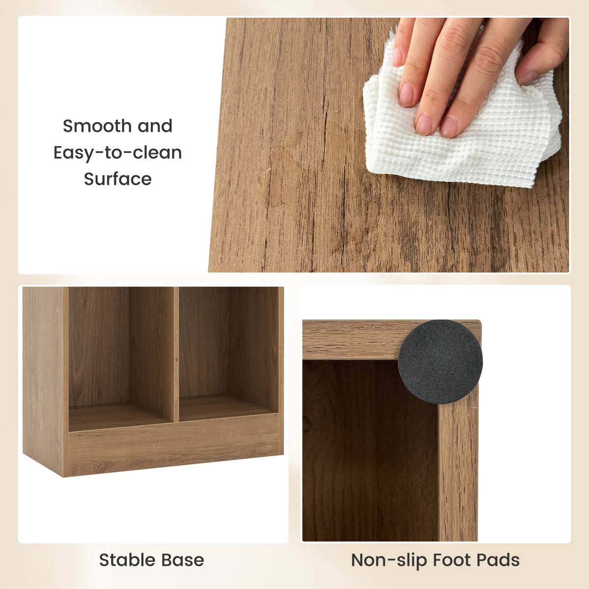 41 Inches 5-Cube Floor Bookcase, With Anti-Tipping Kits, Natural Bookcases at Gallery Canada