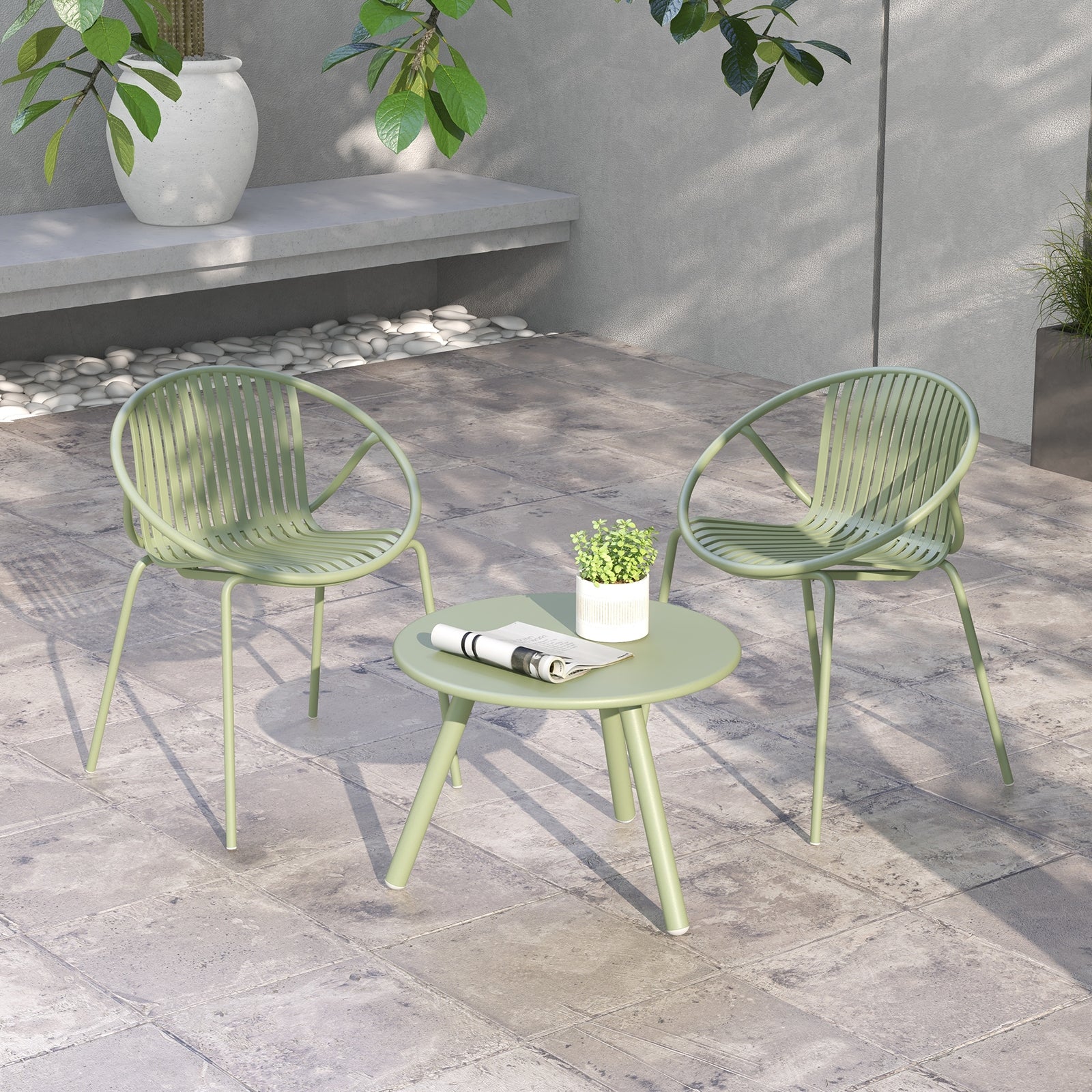 Patio Conversation Set, Round Coffee Table, 2 Chairs, Green Patio Conversation Sets at Gallery Canada